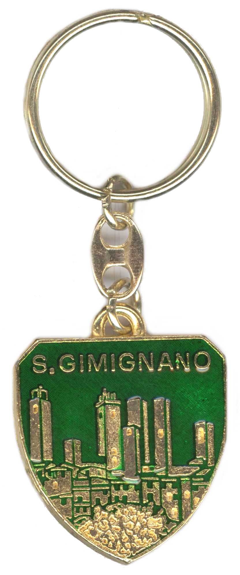 99-01-10-0015 Portachiavi San Gimignano Scudo Verde CONFEZIONI da n.10 Pz.