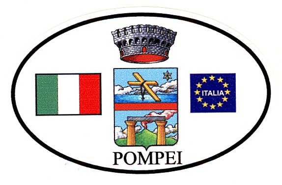 99-08-16-2003 Adesivi Pompei Ovale Stemma Tricolore e EU CONFEZIONI da n.10 Pz.