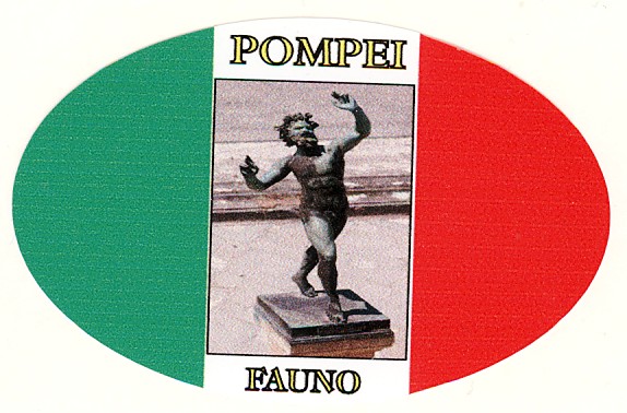 99-08-16-2004 Adesivi Pompei Ovale Tricolore e Fauno CONFEZIONI da n.10 Pz.