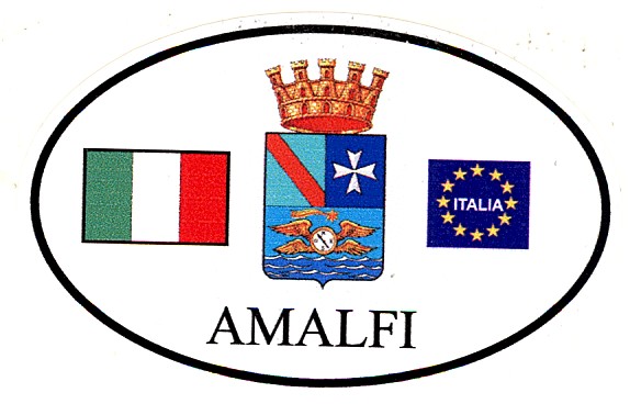 99-08-16-4003 Adesivi Amalfi Ovale Stemma Tricolore e EU CONFEZIONI da n.10 Pz