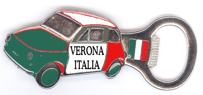 99-12-04-5002 Stappabottiglie Verona-Italia Auto Tricolore CONFEZIONI da n.10 Pz