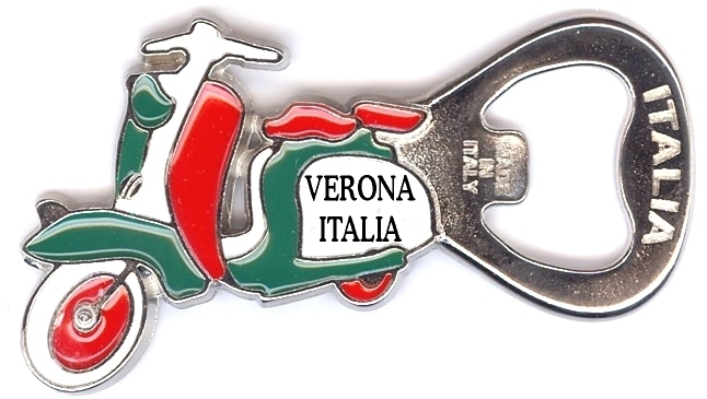 99-12-04-6002 Stappabottiglie Verona-Italia Scooter Tricolore CONF. da n.10 Pz.