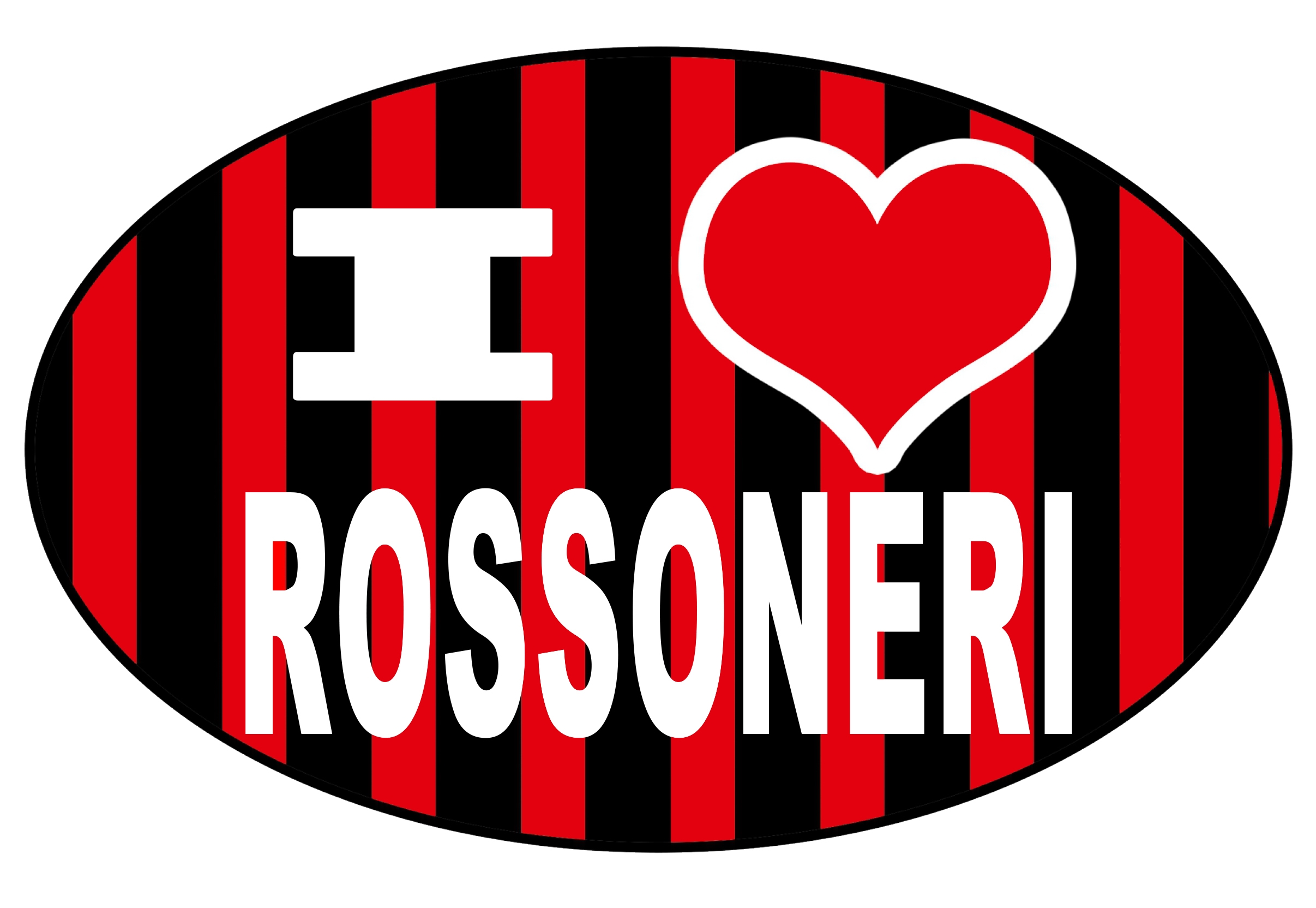 99-08-01-2204 Adesivi Rosso Neri I Love Rossoneri CONFEZIONI da n.10 Pz.