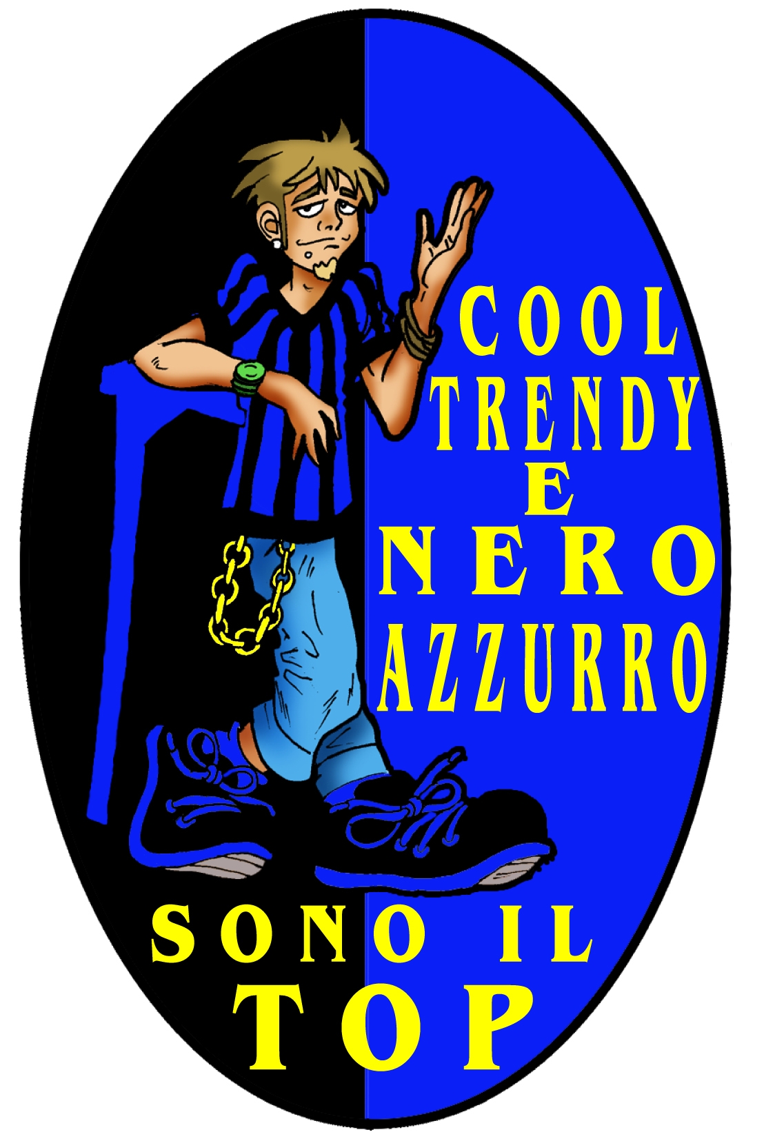 99-08-01-2602 Adesivi Nero Azzurri Ovali Cool e Trendy CONFEZIONI da n.10 Pz.
