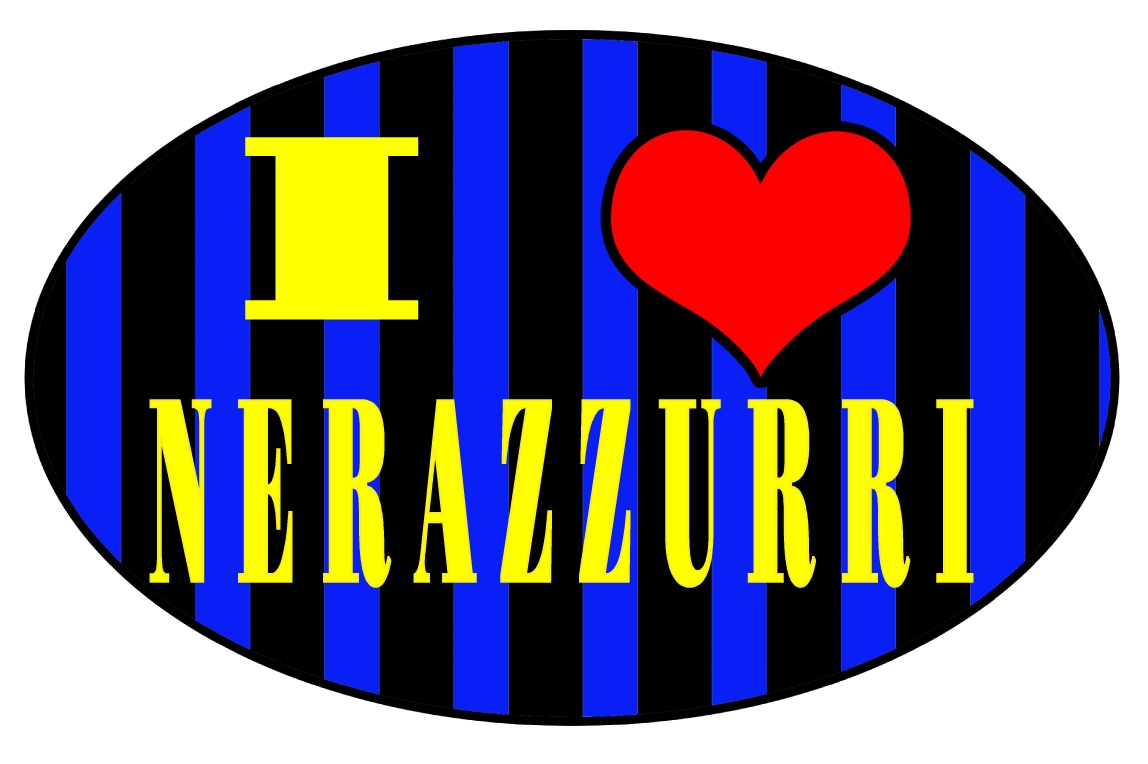 99-08-01-2604 Adesivi Nero Azzurri I Love Nerazzurri CONFEZIONI da n.10 Pz.