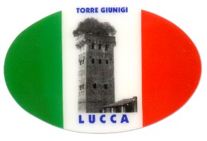 99-08-07-0830 Adesivi Lucca Ovale Tricolore con Tore Giunigi CONFEZIONE da 5 Pz