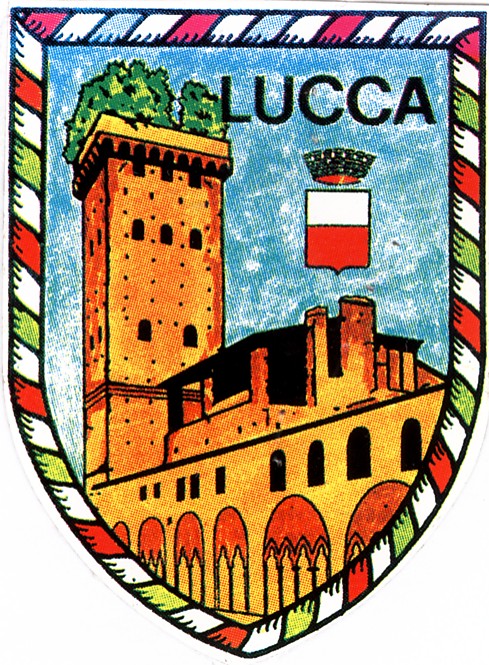 99-08-07-0833 Adesivi Scudo Lucca Torre Giunigi acquarellato CONFEZIONE da 10 Pz
