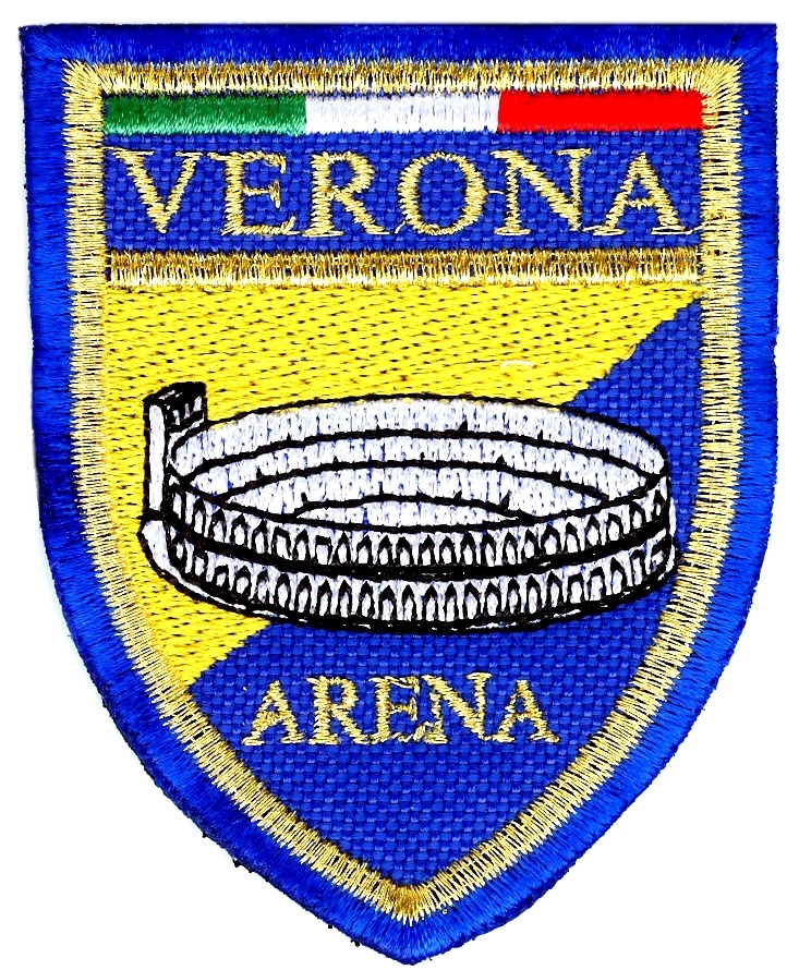 99-06-04-0002 Toppe Verona Scudo Arena Giallo Blu CONFEZIONI da n.10 Pz.