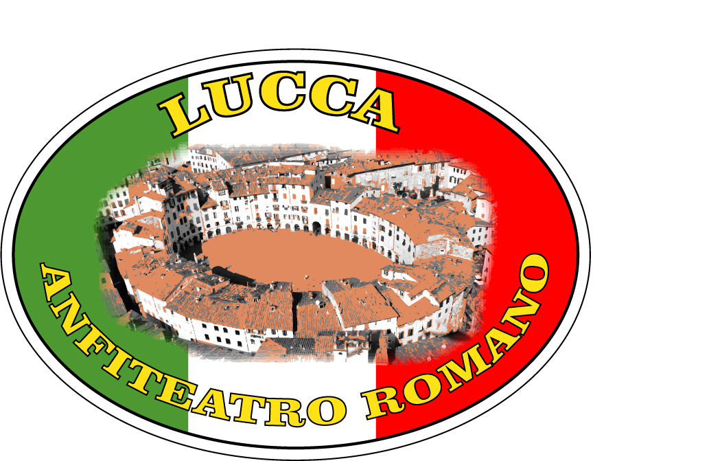 99-08-07-0853 Adesivi Lucca Ovale Tricolore Anfiteatro Romano CONFEZIONE da 5 Pz