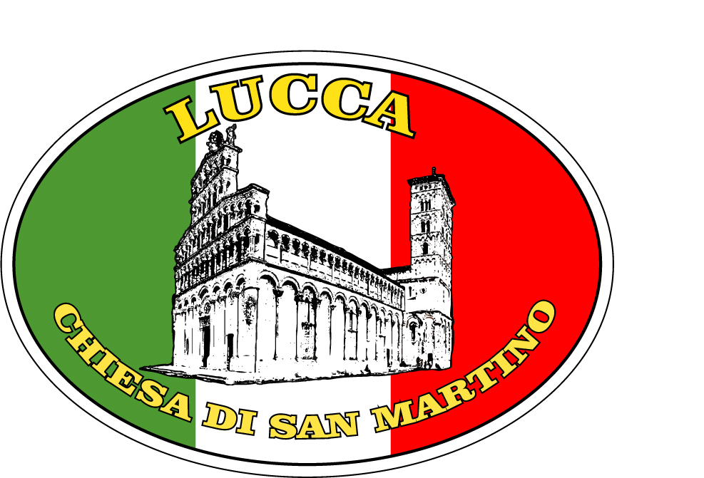 99-08-07-0854 Adesivi Lucca Ovale Tricolore Duomo San Martino CONFEZIONE da 5 Pz