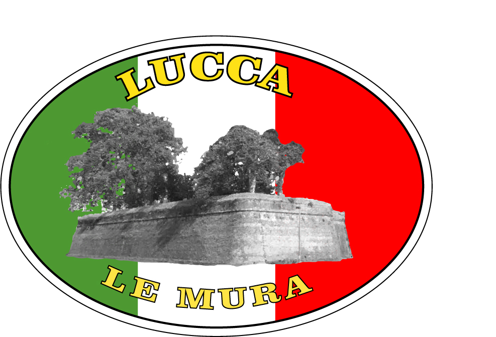 99-08-07-0855 Adesivi Lucca Ovale Tricolore Mura Antiche CONFEZIONE da 5 Pz