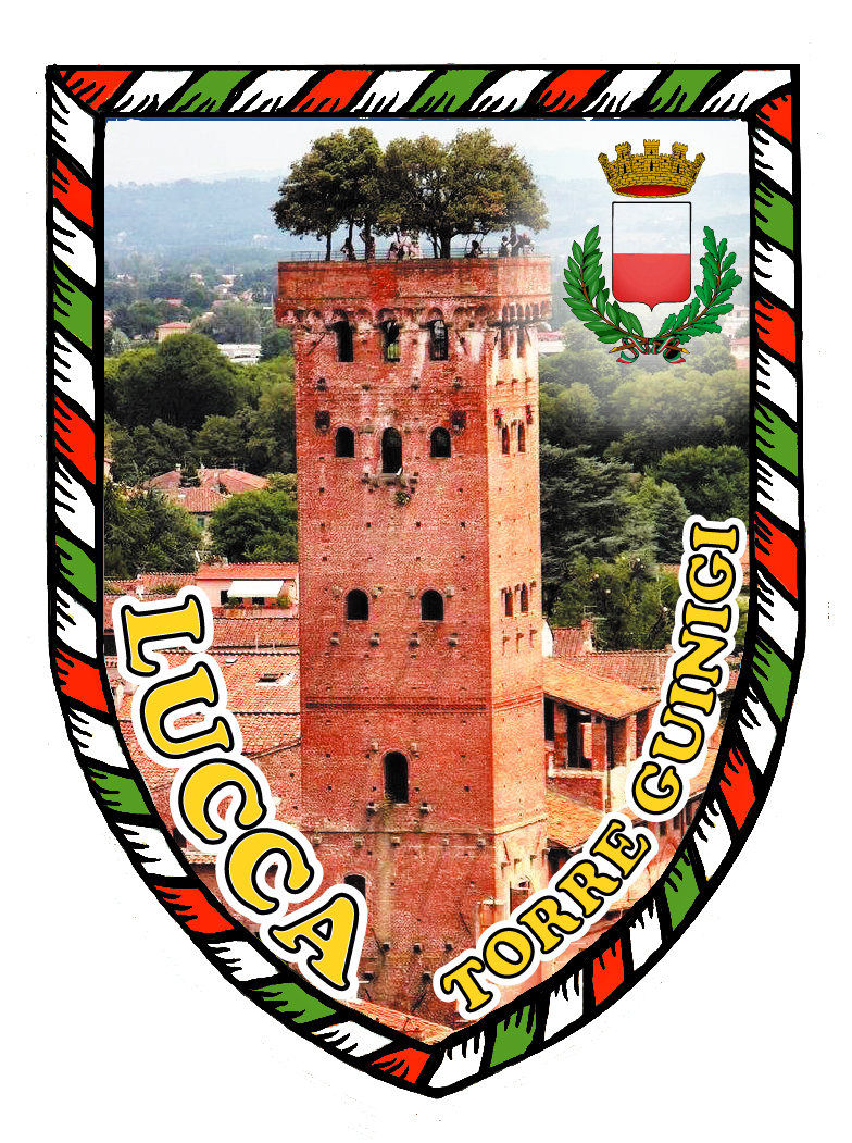99-08-07-0842 Adesivi Scudo Lucca Torre Guinigi CONFEZIONE da 5 Pz