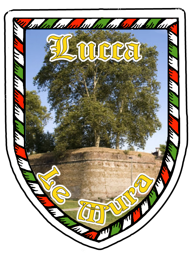 99-08-07-0845 Adesivi Scudo Lucca Mura Antiche CONFEZIONE da 5 Pz