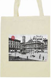 99-07-02-0019 Borse Cotone Firenze Piazza Repubblica Bianco Nero CONF. SINGOLE