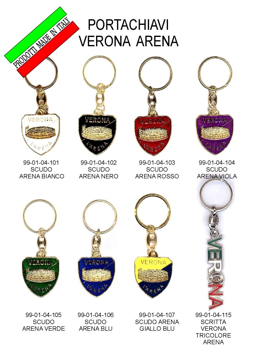 1 99-01-04-0101 Portachiavi Verona Scudo Arena Colori Vari Assortiti 