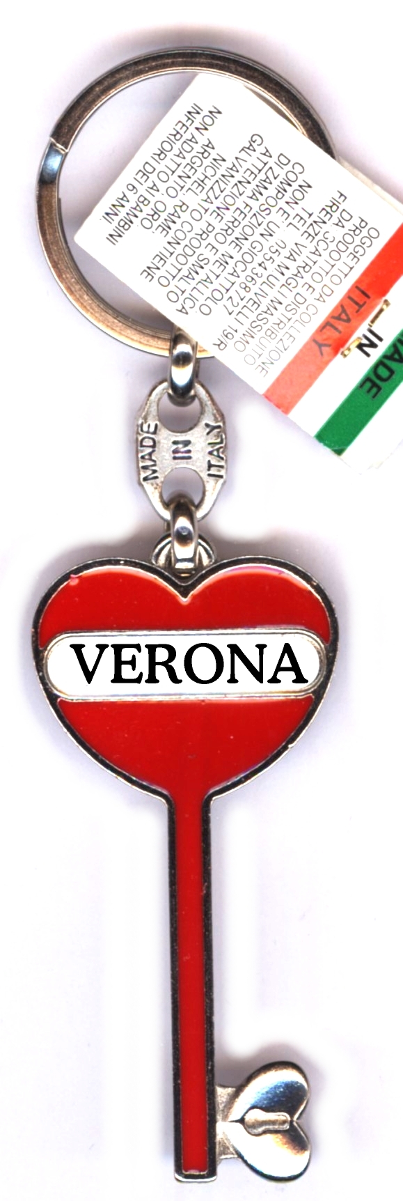 99-01-04-0081 Portachiavi Verona Chiave Rossa Cuore "VERONA" CONFEZIONI da 10 Pz
