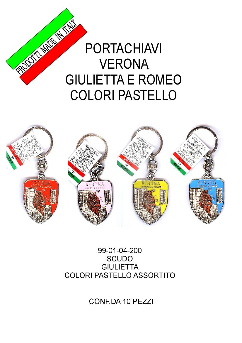 99-01-04-0200 Portachiavi Verona Scudo Giulietta Colori Ass CONFEZIONI da 10 Pz
