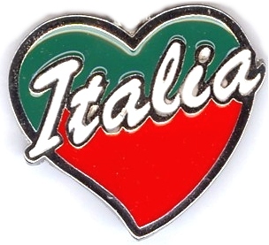 99-02-01-0024 Magneti cuore tricolore scritta "ITALIA" CONFEZIONI da n.10 Pz.