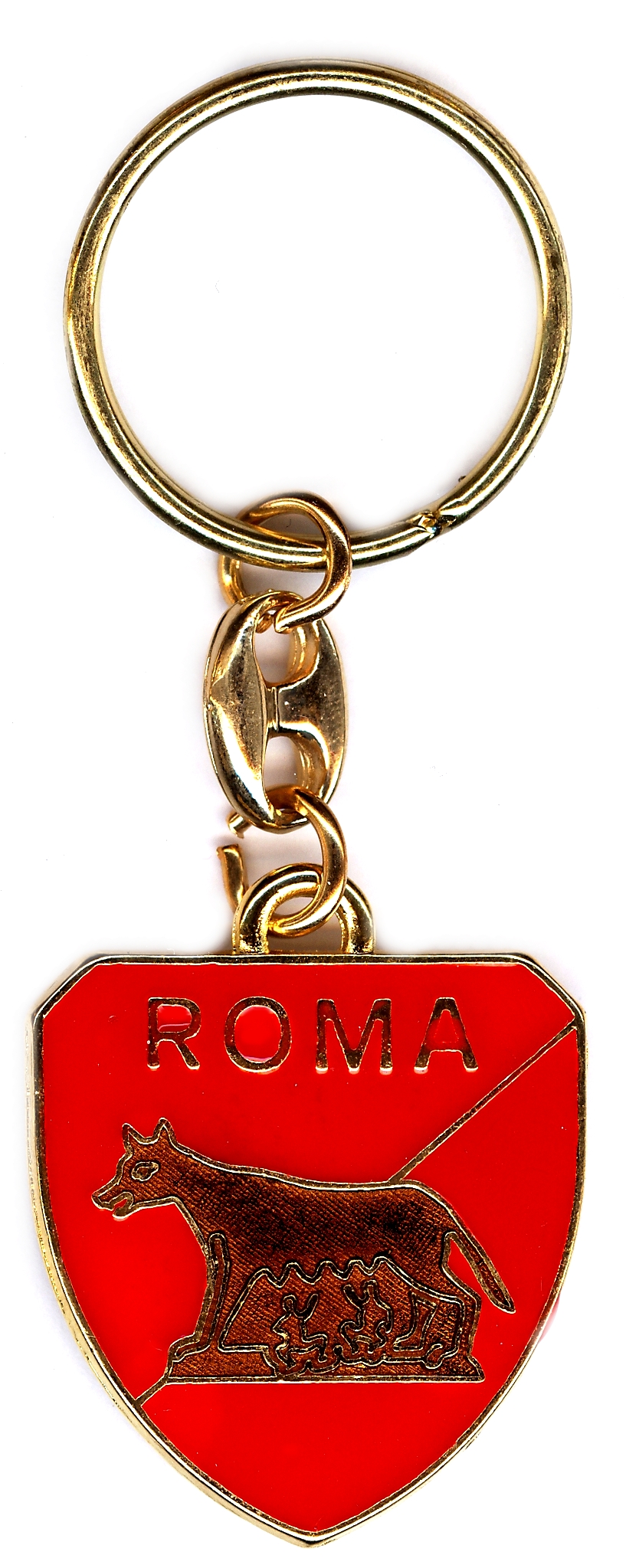 99-01-03-0033 Portachiavi Roma Scudo Lupa Rosso CONFEZIONI.da n. 10 Pz.