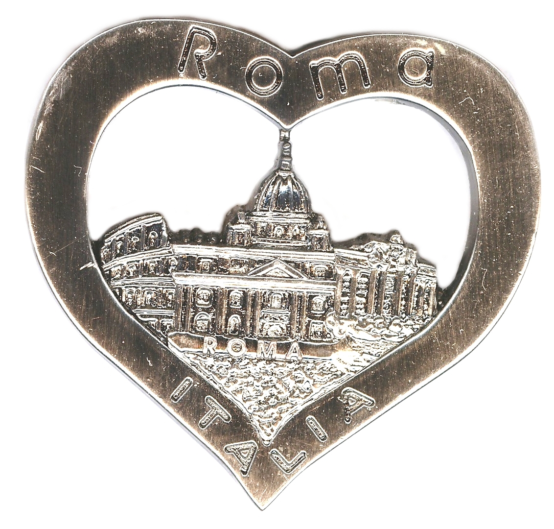 99-02-03-0094 Magneti Roma Cuore Argento San Pietro CONFEZIONI.da n. 10 Pz.