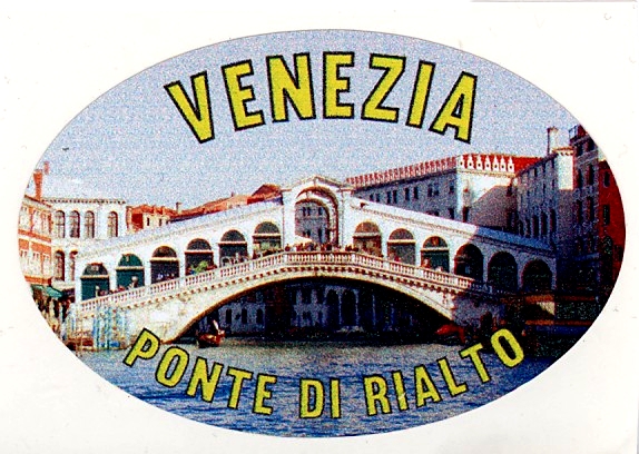 99-08-09-0824 Adesivi Venezia Ovale Fotografico Ponte di Rialto CONF.da n.10 Pz.
